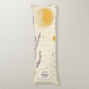 Whimsical Lavendel & Geel Bloempatroon Lichaamskussen