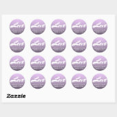 Whimsical Lavendel Glitter Bruiloft Liefde Typogra Ronde Sticker (Vel)