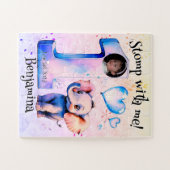 Whimsical Lavendel Roze Olifant 1e Verjaardag Legpuzzel (Horizontaal)