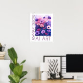 Whimsical Lavender & Pink Anemone Flower Garden Poster (Thuiskantoor)