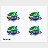 Whimsical Leap - Green Frog Ovale Sticker (Vel)