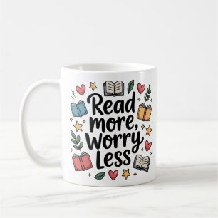 Whimsical Lees Verder Zorgen Minder Doodle Boekenl Koffiemok