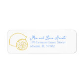 Whimsical Lemon Chic Citrus Mediterrane bruiloft Etiket (Voorkant)