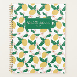 Whimsical Lemon Floral Personalized Planner