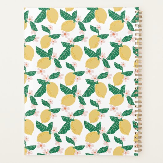 Whimsical Lemon Floral Personalized Planner (Achterkant)