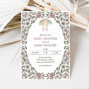 Whimsical Lemon Floral Preppy Coquette Baby shower Kaart