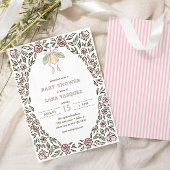 Whimsical Lemon Floral Preppy Coquette Baby shower Kaart