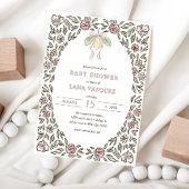 Whimsical Lemon Floral Preppy Coquette Baby shower Kaart