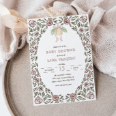 Whimsical Lemon Floral Preppy Coquette Baby shower Kaart