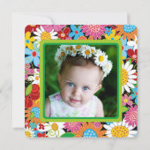 Whimsical lente bloemen meisje verjaardag partij f kaart (Achterkant)