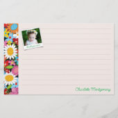 Whimsical lente bloemen tuin dank u foto briefpapier (Voorkant)