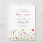 Whimsical Lente Wilde Bloemen Bruiloft Kaart (Voorkant)