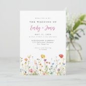 Whimsical Lente Wilde Bloemen Bruiloft Kaart (Staand voorkant)