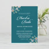 Whimsical Lentetuin Wilde Bloem Nuestra Boda Kaart (Staand voorkant)