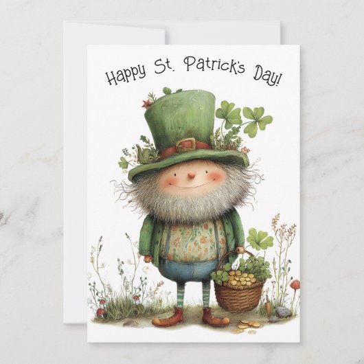 Whimsical Leprechaun Happy St Patrick's Day Kaart (Voorkant)