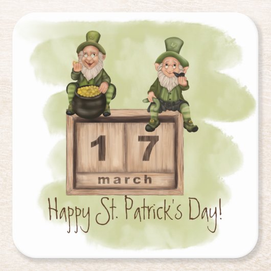 Whimsical Leprechauns St. Patrick's Day Kartonnen Onderzetters (Voorkant)