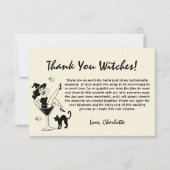 Whimsical Let's Go Heksen Halloween Bachelorette Bedankkaart (Voorkant)