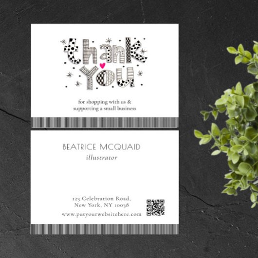 Whimsical Lettering Small Business Dank u kaart