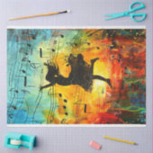 Whimsical levendig gekleurd meisje dansen decoupag tissuepapier (Craft)