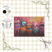 Whimsical levendige gekleurde monsters Decoupage Tissuepapier