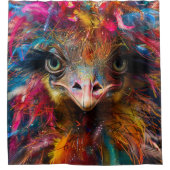 Whimsical Levendige gekleurde Wackadoodle struisvo Douchegordijn (Voorkant)