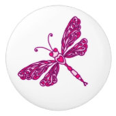 Whimsical libelle roze geïnkte kunst deurknop keramische knop (Voorkant)