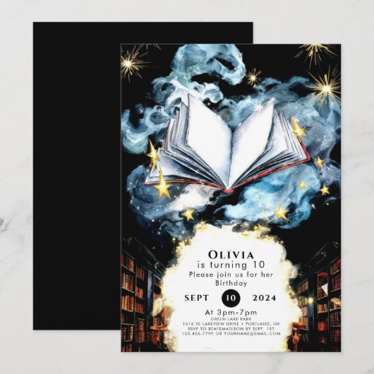 Whimsical Library Magisch Verhalenboek Verjaardag Kaart (Voorkant / Achterkant)