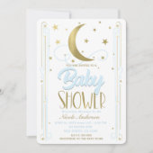 Whimsical Licht Blauw & Gouden Maan Sterren Baby s Kaart (Voorkant)
