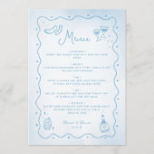 Whimsical licht blauw hand getrokken voedsel bruil menu (Voorkant)