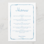 Whimsical licht blauw wit eenvoudig Lijst bruiloft Menu (Voorkant)