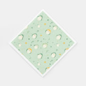 Whimsical Licht Groene Vogel en Natuur Patroon Servet (Hoek)