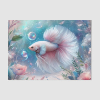 Whimsical Licht Roze Betta Vis Decoupage Tissuepapier
