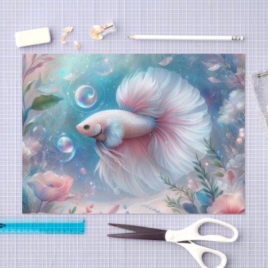 Whimsical Licht Roze Betta Vis Decoupage Tissuepapier (Craft)