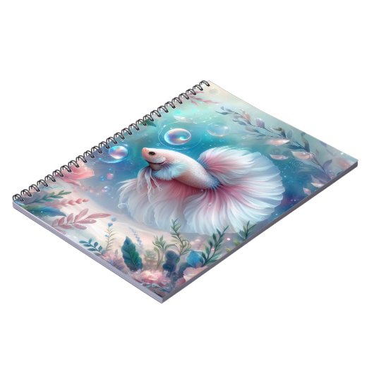Whimsical Licht Roze Betta Vis Notitieboek (Linkerzijde)