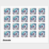 Whimsical Licht Roze Betta Vis Vierkante Sticker (Vel)