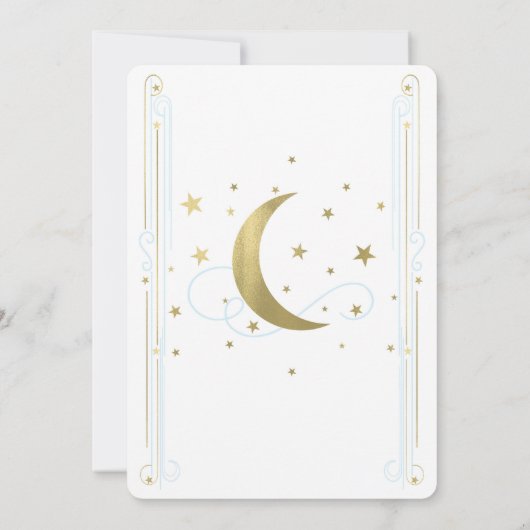 Whimsical lichtblauwe gouden maan sterren Verjaard Kaart (Achterkant)