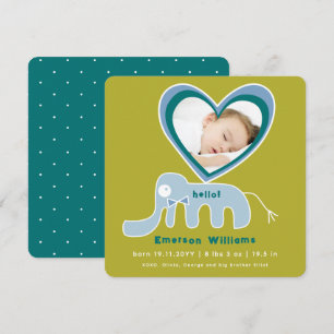 Whimsical Liefde Blauwe Olifant Foto Baby Jongen G Aankondiging