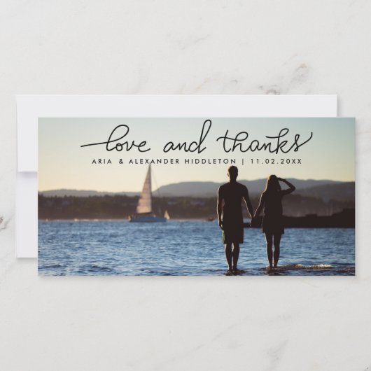 Whimsical Liefde en Dank Trouw Handgeschreven Bedankkaart (Voorkant)