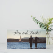 Whimsical Liefde en Dank Trouw Handgeschreven Bedankkaart (Staand voorkant)