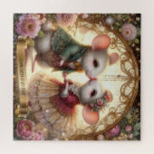 Whimsical liefde gepersonaliseerde muis paar bruil legpuzzel (Horizontaal)