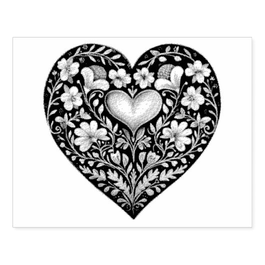 Whimsical liefde: Gouache Valentijn harten Rubberstempel (Afrduk)