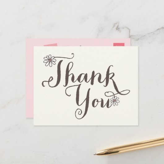 Whimsical lieve madeliefjes meisje verjaardag dank briefkaart (Voorkant / Achterkant in situ)