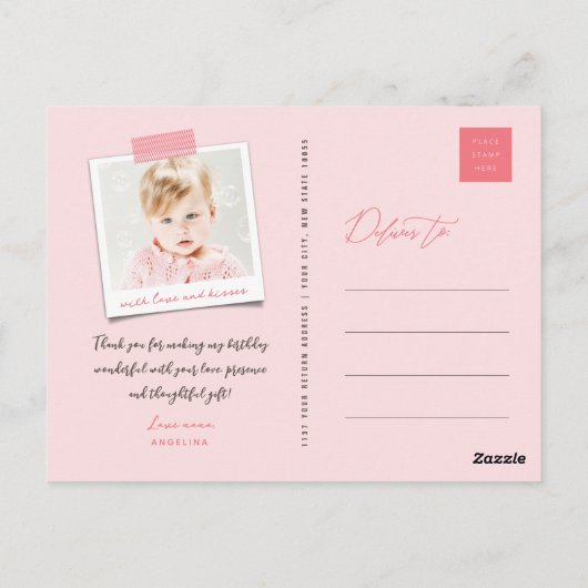 Whimsical lieve madeliefjes meisje verjaardag dank briefkaart (Achterkant)