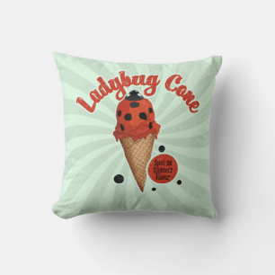 Whimsical Lieveheersbeestje Retro IJskunst Kussen