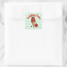Whimsical Lieveheersbeestje | Retro IJskunst Vierkante Sticker