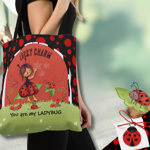 Whimsical Lieveheersbeestje Tuin "Geluksbrenger" W Tote Bag