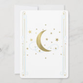 Whimsical Light Blue Gold Moon Stars Vrijgezellenf Kaart (Achterkant)