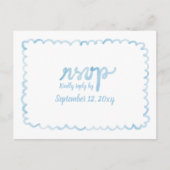 Whimsical Light Blue QR Code Maaltijdkeuzes RSVP Briefkaart (Voorkant)