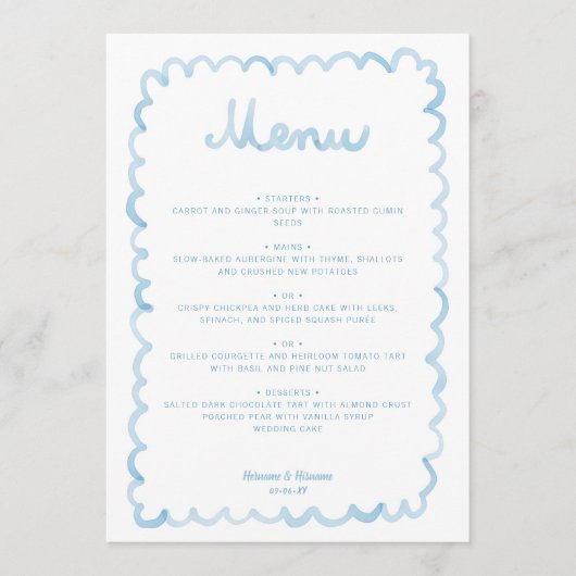 Whimsical Light Blue & White Eenvoudige Schattigee Menu (Voorkant)
