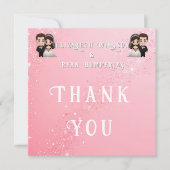 "Whimsical Light Pink Wedding Invitations Sparkles Bedankkaart (Voorkant)